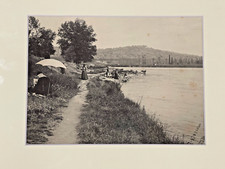 Tirage original XIXème siècle paysage Aillier Vichy peintre & lavandières