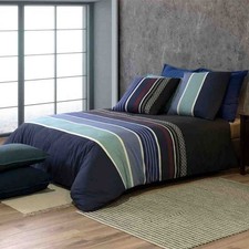 Parure de lit - Housse de couette réversible Percale de Coton 71 fils + taie Azu