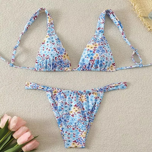 Mini bikini floral bleu sexy - bikini,