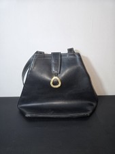 Sac LANCEL vintage noir cuir véritable logo doré – Hauteur 25 cm