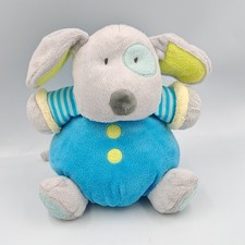 Doudou chien gris bleu vert
