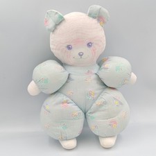 Ancien doudou ours tissu bleu