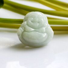 Joli Pendentif mini Bouddha Rieur en Jade Vert Clair Demi-translucide