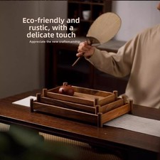Plateau à thé en bois de noyer pour service et rangement avec design chinois c