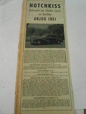 Publicité Advertising 1950 Hotchkiss salon 1950 Anjou 1951