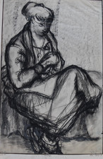Felix Schivo (1924-2006) (32) - pierre noire - portrait féminin
