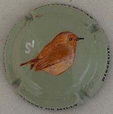 1 Capsule de champagne Peinte à La Main ALBERT DE MILLY, OISEAU FOND VERT