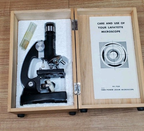 Microscope wooden box - microscope,