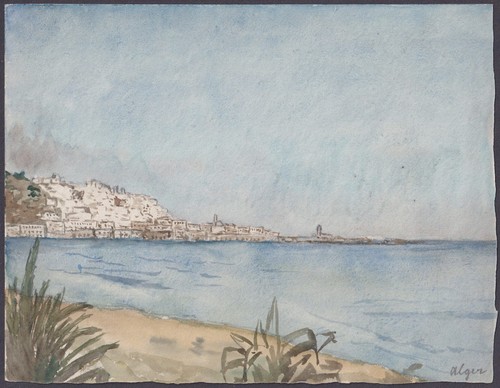 Paysage côtier avec ville - paysage, la