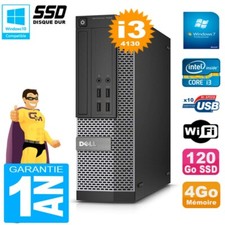 PC DELL 7020 SFF Core I3-4130 RAM 4Go Disque Dur 120 Go SSD Graveur DVD Wifi W7