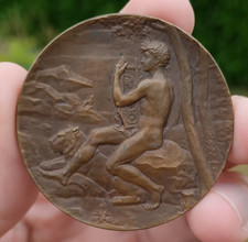 Rare médaille bronze Orphée festival musique ville du Mans 1909 par MOUCHON