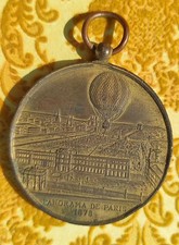 MEDAILLE EXPOSITION UNIVERSELLE 1878 BALLON CAPTIF à vapeur GIFFARD  panorama