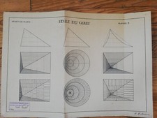 Dessin ancien Règle du quart École Nat. Technique de Strasbourg 1925
