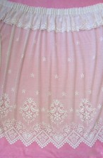 Rideaux blanc vintage avec volant motif oiseaux et  floral - 189 cm x 123 cm