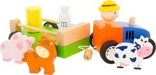 Tracteur en bois avec remorque et animaux de la ferme - Dès1 an - JOUETS ULYSSE