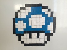 PIXEL ART AIMANT REFRIGERATEUR FRIGO CHAMPIGNON CHAMPI BLEU MARIO NINTENDO