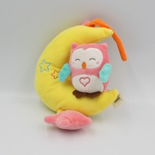 Doudou musical lune chouette hibou rose jaune ZDT ACTION - 27336