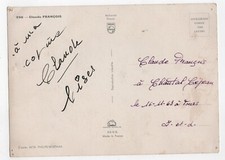CLAUDE FRANCOIS - CP format 15x21, dédicacée/personnalisée au 16/11/1963