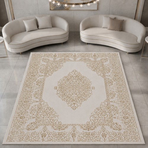 Tapis crème doré - , motif