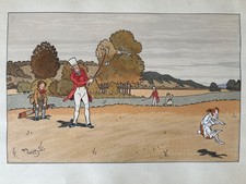 HARRY ELIOTT - SUPERBE POCHOIR - Scène de GOLF