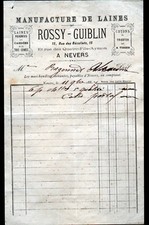 NEVERS (58) USINE de LAINE Peignée & Cardée "ROSSY & GUIBLIN" en 1887