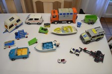 Playmobil  VRAC  Véhicules  * Camion poubelle , caravane , bateau.. *à completer