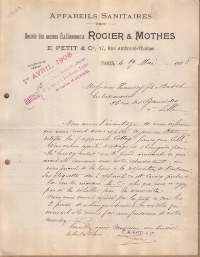 Paris lettre rogier mothes - paris, &