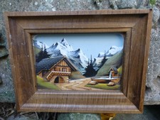 Tableau bois sculpté Chalet