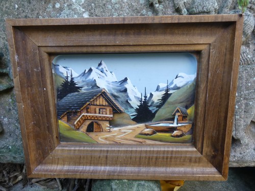 Tableau bois sculpté chalet - sculpté,