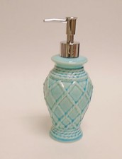 Neuf Bleu Turquoise Avec Tissé Corde Design Céramique Salle Savon, Lotion Flacon