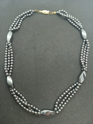 Collier vintage hematite - collier,