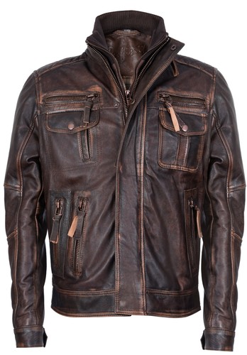 Veste moto rétro cuir - de,