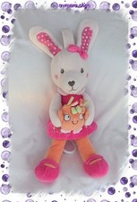 Doudou Peluche Lapin Musical Rose et Orange Chouette Tex Baby