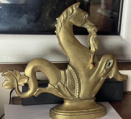 Cheval marin mascotte bronze - marin,