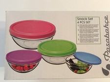 Lot de 4 Plats ronds en verre avec couvercle (look pyrex)