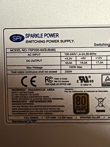 Sparkle power fsp250 50gub - sparkle, 80+