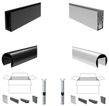 Ganzglasgeländer Aluminium Elox Profil U Glas Rampe Kit Noir Ensemble 500cm