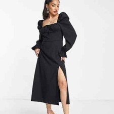 La Robe Mi-Longue En Lin Noire