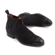Santoni Black Suede Chelsea
