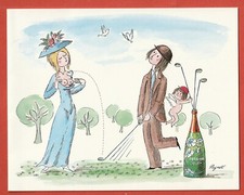 CARTE PUBLICITAIRE - LES AMOUREUX DE PEYNET- CHAMPAGNE PERRIER-JOUET - GOLF 1970
