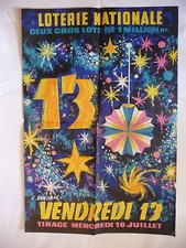 Affiche Loterie Nationale Guégan J Vendredi 13 1962