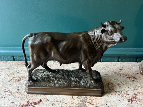 Taureau bronze ancien signé - taureau,