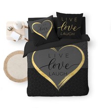 Housse de couette - 220x240 cm + taies - Crazy love - Noir