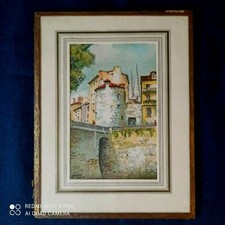 AQUARELLE SOUS VERRE SIGNEE