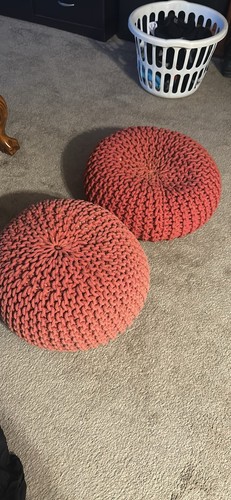 Round knit pouf - round, “pouf”