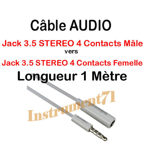 Câble jack stéréo - 3,5, mâle