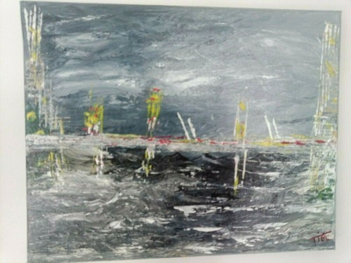 Tableau abstrait acrylique - , sur