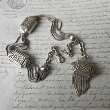 Chaine Montre CHATELAINE Argent Coulissants Breloque XIXè Grand Format