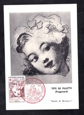 CARTE POSTALE CACHET CROIX ROUGE ET LA POSTE -  OEUVRE DE FRAGONARD  - 1962