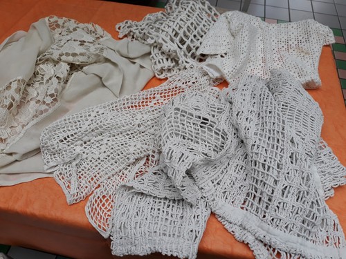 Lot textiles anciens rideaux - lot,